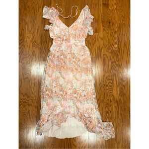 Anthropology Gently Used Elegant HD in Paris Floral Ruffle Flowy Dress Size 6
